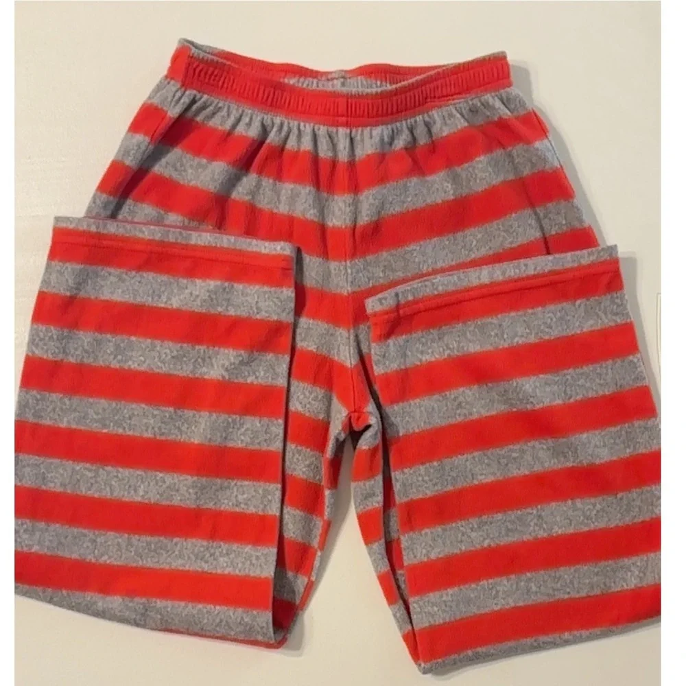 Christmas Pajama Pants Kids Red Gray‎ Striped Holiday Sleepwear- no tags sz 10